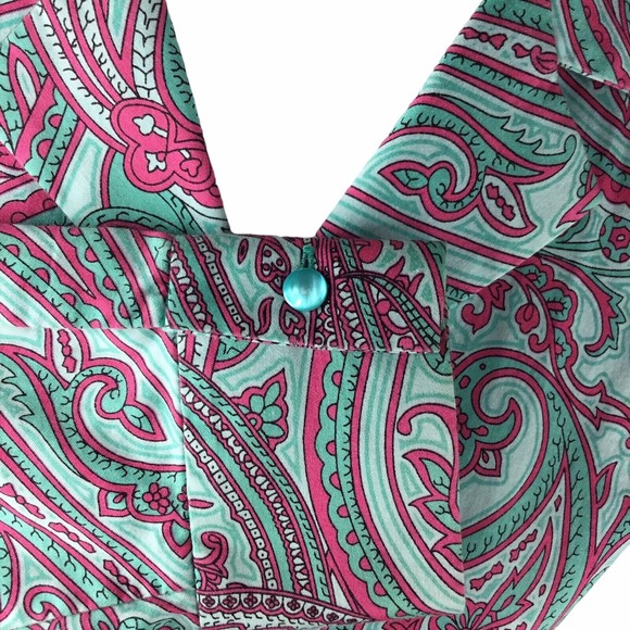 Jones New York Women Blouse Tie front Small Green Pink Paisley Small - Picture 6 of 15